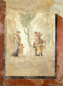 Fresko, das Eros zeigt, der in Anwesenheit von Aphrodite bestraft wird, aus dem Haus der bestraften Liebe, Pompeji (UNESCO-Welterbeliste)