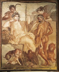Fresko von Herkules, der seinen Sohn Telephus in Arkadien findet, aus der Basilika von Ercolano, Provinz Neapel, Italien