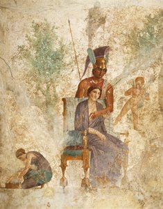 Fresko, das Mars und Venus mit Amor darstellt, Pompeji, Kampanien, Römische Zivilisation
