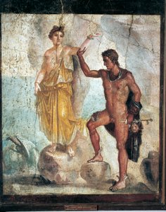Fresko, das Perseus und Andromeda darstellt, aus Italien, Kampanien, Pompeji, Malerei auf Putz, 55-79 n. Chr.