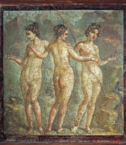 Fresko, das die drei Grazien darstellt, aus Pompeji, Italien