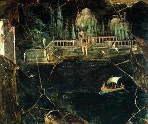 Fresko, das eine Landschaft darstellt, aus Pompeji (UNESCO-Welterbeliste) von Roman Roman