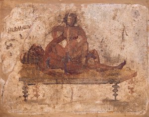 Fresko mit erotischem Motiv, aus Pompeji, Italien von Roman Roman