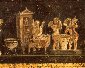Fresko aus dem Haus der Vetti, Pompeji, Kampanien, Römische Zivilisation