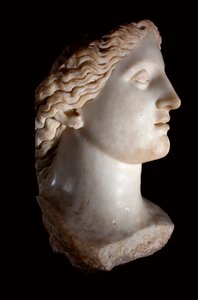 Kopf der Göttin Juno - Weiße Marmorskulptur, römische Periode, Banasa (Marokko)