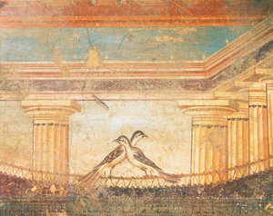 Hera Sannita Fresko mit Vögeln, Haus des Labyrinths, Pompeji, Kampanien, römische Zivilisation von Roman Roman