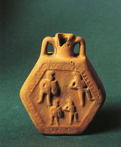 Hüftflasche mit Gladiatoren, Emilia-Romagna (Keramik)