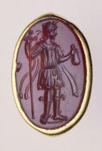 Intaglio in einem goldenen Ring, der eine junge männliche Figur darstellt, 2. Jahrhundert v. Chr. von Roman Roman