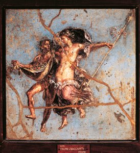 Italien, Kampanien, Pompeji, Faun und Mänade aus dem Haus der Dioskuren, Fresko von Roman Roman