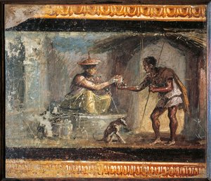 Italien, Kampanien, Pompeji, Der Reisende und der Magier aus dem Haus der Dioskuren, Fresko