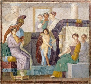 Hochzeit von Venus und Mars, Wandmalerei im Tablinum aus dem Haus von Marco Lucrezio Fronto, Pompeji, Kampanien, Römische Zivilisation