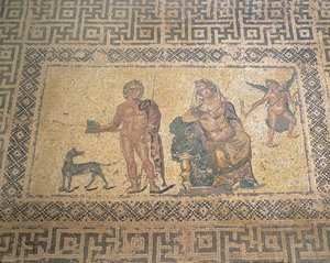 Mosaik, das Hippolytus und Phaedra darstellt, Haus des Dionysos, Römische Villa, Paphos, Zypern (Foto)