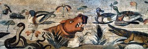 Mosaikfries aus Pompeji (Faunhaus, Casa del Fauno - nilotische Szene - Tierleben am Nil: Nilpferd, Krokodil, Schlange, Enten - Römische Kunst - Archäologisches Museum von Neapel, Italien - Museo Archeologico Nazionale, Napoli, Italia - Foto Patrice Cartier von Roman Roman