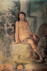 Narziss am Brunnen, Fresko aus dem Haus des Loreio Tiburtino, Pompeji, Kampanien, Römische Zivilisation von Roman Roman