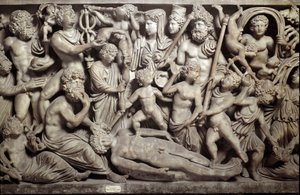 Prometheus erschafft den ersten Menschen (Sarkophag mit Darstellung des Mythos von Prometheus)