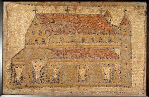 Römische Kunst: Mosaik einer Basilika in Perspektive (2. Hälfte des 5. Jahrhunderts, Naher Osten)