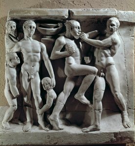 Römische Kunst: Boxszene. Flachrelief. Museo della Civiltà Romana, Rom