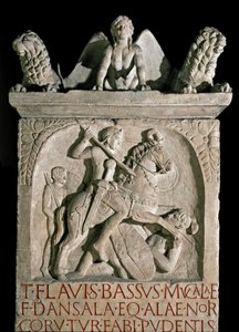 Römische Kunst: Grabstele des Aristokraten und römischen Politikers Flavius Bassus Herculanus von Roman Roman