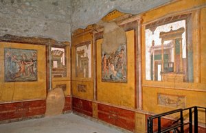 Römische Kunst: Ansicht des gelben Raums des Hauses der Brüder Vettii, Casa dei Vettii von Roman Roman