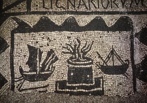 Römische Handelsmarine und Leuchtturm, antikes Ostia, Piazza delle Corporazioni