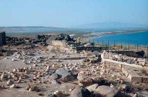Stadtansicht von Tharros, antiker punisch-römischer Hafen, gegründet von den Phöniziern in Sardinien, Italien
