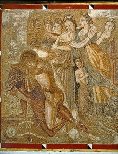 Theseus und Minotaurus, römisches Mosaik