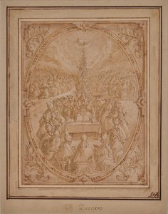 Eine Allegorie der göttlichen Autorität der Kirche von Roman School