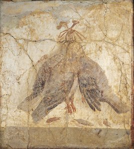 Stillleben mit Vögeln, die an einem Nagel hängen von Roman master