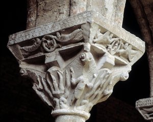 Kapitel, das die drei Juden im Feuerofen darstellt (Skulptur)