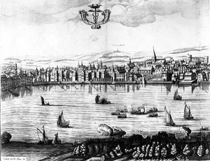 Ansicht des Flusses Thames von Southwark, 1650 von Rombout Van den Hoeye