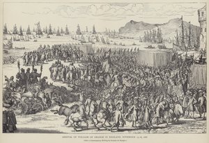 Ankunft von Wilhelm von Oranien in England, November 1688 (Lithografie) von Romeyn de (after) Hooghe