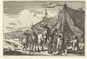 Reiter ruhen bei Zelten