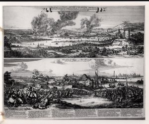 Niederländischer Angriff auf den Fluss Medway, 20. und 21. Juni 1667, graviert von Nicolas Visscher von Romeyn de Hooghe