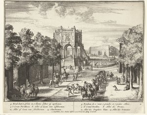 Allee im Park von Enghien, die zu einem Pavillon führt von Romeyn de Hooghe