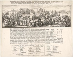 Bild und Beschreibung des glorreichen Sieges des englischen Vizeadmirals ANSON über die französische Kriegsflotte unter dem Oberbefehlshaber DE LA JONQUIÈRE von Romeyn de Hooghe
