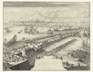 Schiffsbrücke von Parma über die Schelde, 1585 von Romeyn de Hooghe