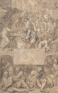 Studie für eine Titelseite: Allegorie des Handels und eines Schuldgefängnisses, n.d. von Romeyn de Hooghe.