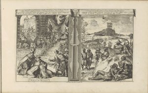 Tribunal in Persien; Khoikhoi und Guineer (Die Ost- und Westindischen Inseln und andere Orte) von Romeyn de Hooghe