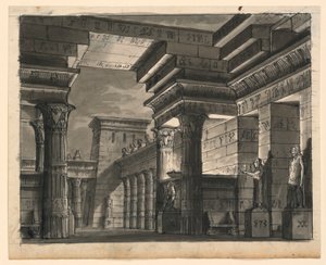 Bühnenbild, ägyptische Gebäude von Romolo Achille Liverani