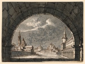 Bühnenbild für die Oper "La Straniera"