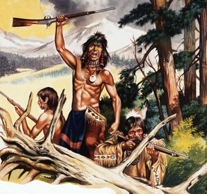 Amerikanischer Indianer mit Gewehr