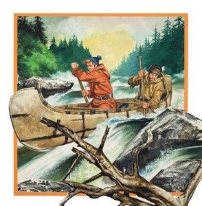 Jack London (1876-1917) reist in einem Kanu