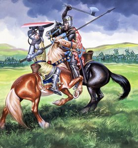 Robert the Bruce, König von Schottland, kurz davor Sir Henry de Bohum zu töten