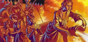 Siedler unter Angriff von amerikanischen Ureinwohnern