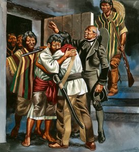 Die mexikanische Revolution begann, als Pater Hidalgo eine Gruppe bewaffneter Männer zum örtlichen Gefängnis führte