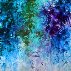 Lebendiges türkis-blaues Abstrakt von Ron Halfant