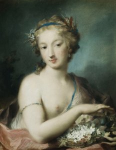 Flora, Halbfigur, hält Pflaumen
