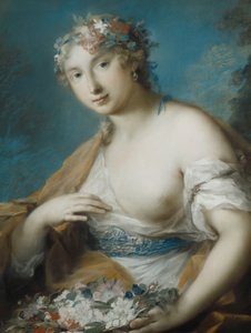Flora, Halbfigur, hält einen Korb mit Blumen