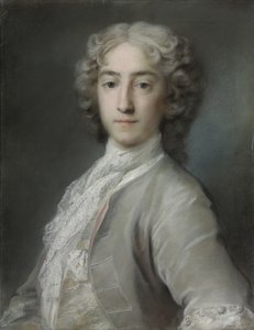 Porträt von Lord Sidney Beauclerk, Halbfigur, in einem grauen Samtmantel und weißem Halstuch von Rosalba Giovanna Carriera