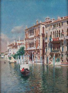 Eine Gondel vor dem Palazzo Cavalli-Franchetti und Palazzi Barboro, Venedig